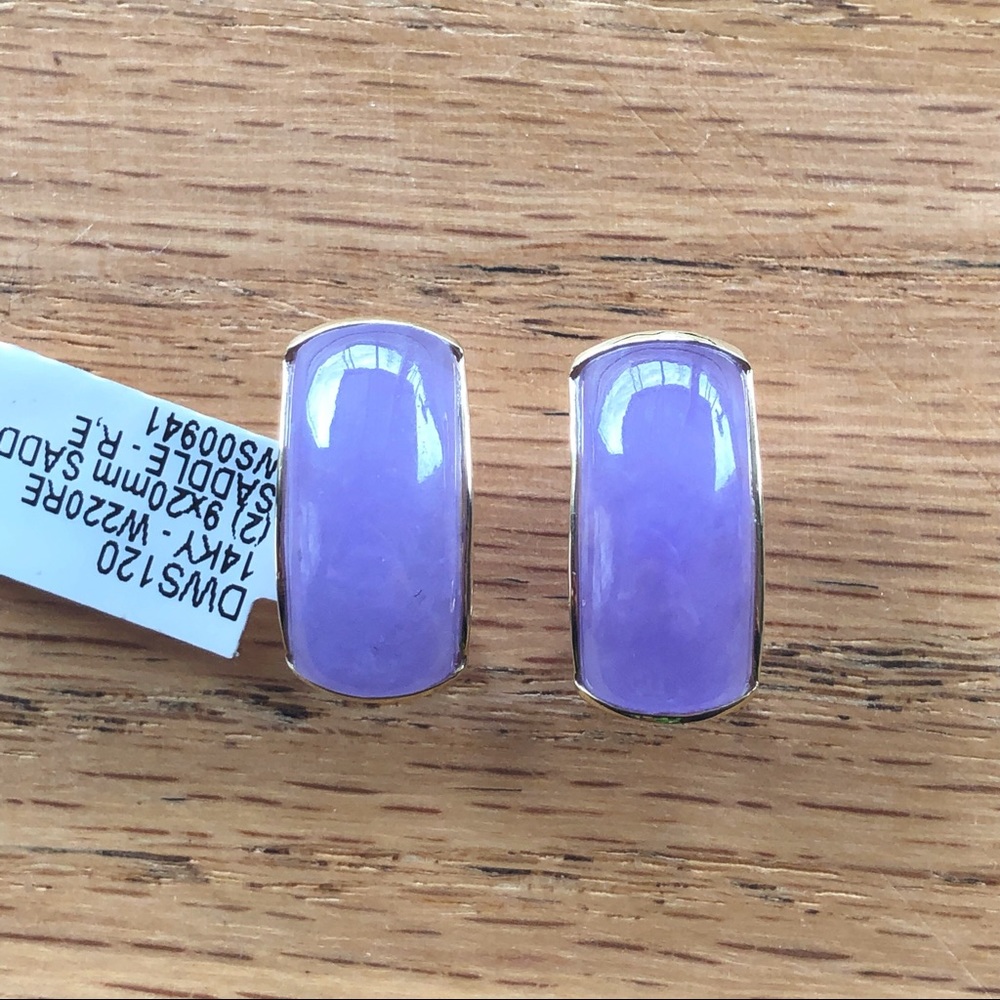 Purple Jade on 14k gold earrings
